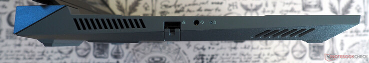 A la izquierda Ethernet RJ45, toma de audio de 3,5 mm
