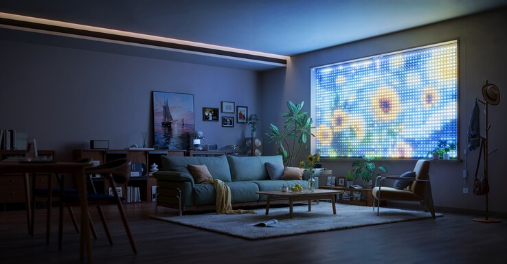 Luces de cortina Govee Pro mostradas en el salón (Fuente de la imagen: Govee PR)