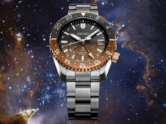 El nuevo Seiko Prospex SNR058, fotografiado sobre un fondo estrellado. (Fuente de la imagen: @plus9time en Instagram)