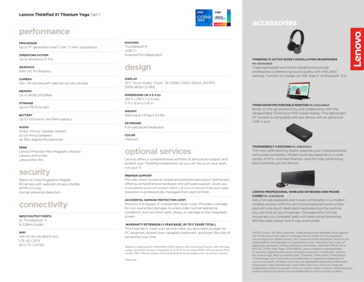 Especificaciones del Lenovo ThinkPad X1 Titanium Gen 1 (continuación)