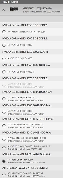 Opciones de GPU (fuente: Schenker)
