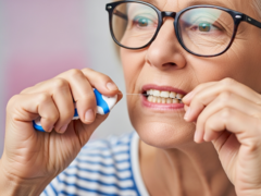 Imagen de una mujer utilizando hilo dental. El hilo dental podría convertirse en un nuevo medio de vacunación (Fuente de la imagen: imagen generada por IA)