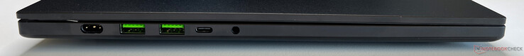 Izquierda: alimentación, 2 USB-A 3.2 Gen.2, USB-C 4.0 (40 Gbit/s, DisplayPort 1.4, Power Delivery 3.0), audio de 3,5 mm