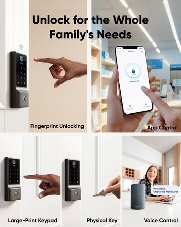 Las nuevas cerraduras inteligentes de eufy podrían ofrecer reconocimiento de la palma de la mano, así como otras formas de desbloquear su puerta, como se ve en la cerradura inteligente E30 (arriba). (Fuente de la imagen: eufy)