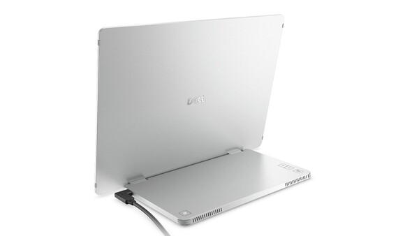 El monitor portátil Dell Pro 14 Plus tiene sus botones y puertos en el soporte. (Fuente de la imagen: Dell)