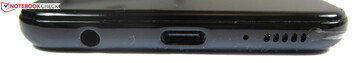Abajo: Puerto de audio de 3,5 mm, puerto USB-C, micrófono, altavoz