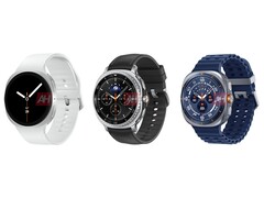 Renders no oficiales de Galaxy Watch8 (izquierda), Galaxy Watch8 Classic (centro) y Galxy Watch Ultra 2025 (derecha). (Fuente de la imagen: Android Titulares)