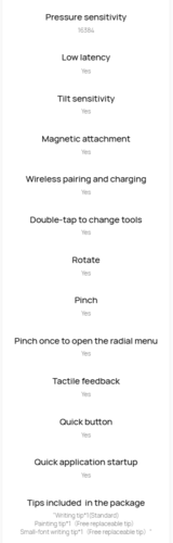Huawei ofrece una lista de las características del M-Pencil Pro en su página web.