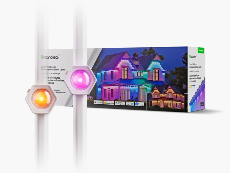 Las luces de exterior permanentes multicolores inteligentes de Nanoleaf en Europa. (Fuente de la imagen: Nanoleaf)