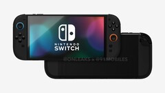 Los renders filtrados de Nintendo Switch 2 revelan una pantalla mucho más grande que la de su predecesora. (Fuente de la imagen: 91Mobiles & OnLeaks)