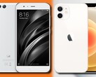 El Xiaomi Mi 6 original y el Apple iPhone 12 mini apuntan al mercado de los teléfonos pequeños. (Fuente de la imagen: Xiaomi/Apple - editado)
