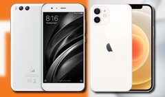 El Xiaomi Mi 6 original y el Apple iPhone 12 mini apuntan al mercado de los teléfonos pequeños. (Fuente de la imagen: Xiaomi/Apple - editado)