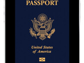 Una imagen de un pasaporte estadounidense en la pantalla de un iPhone 17.
