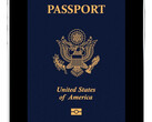 Una imagen de un pasaporte estadounidense en la pantalla de un iPhone 17.