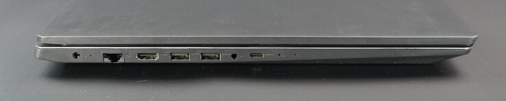 Conector de CA, LAN, HDMI (hasta 4K30), 2x USB 3.0, auriculares, USB-C (USB 3.0), agujero para el micrófono, LED de encendido