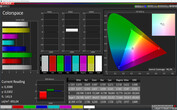 Espacio de color CalMan (perfil: predeterminado, espacio de color objetivo: sRGB)