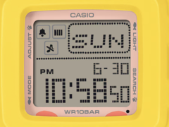 El Casio Baby-G BGD-10KPM-7 cuenta con una esfera digital casi cuadrada con una buena cantidad de información.