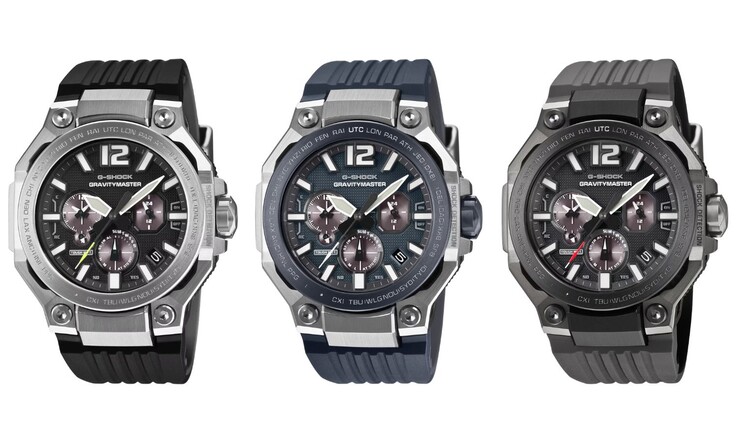 De izquierda a derecha: los relojes Casio G-Shock GWR-B3000-1A, GWR-B3000A-2A y GWR-B3000B-8A