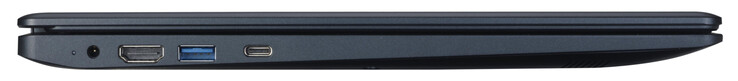 Lado izquierdo: Conexión de alimentación, HDMI, USB 3.2 Gen 1 (Tipo A), USB 3.2 Gen 1 (Tipo C; Displayport, Entrega de energía)