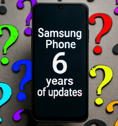 Samsung promete actualizaciones a largo plazo para sus smartphones económicos. Pero la compañía también tiene una gran laguna a la vista. (Imagen creada con ChatGPT)
