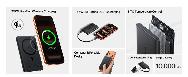 Características principales del banco de alimentación PicoGo AM52 Qi2.2