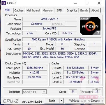 CPU-Z. (Fuente de la imagen: Hardware de Uniko)