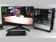 Un PC de juegos económico con un Intel Arc A380 y una Nvidia RTX 3060 ejecutando Cyberpunk 2077 utilizando Lossless Scaling para la generación de fotogramas con doble GPU, mostrando contadores de FPS en pantalla (Fuente de la imagen: ETA PRIME a través de YouTube)