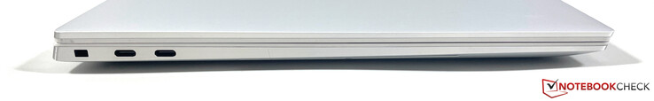 Lado izquierdo: Ranura para un candado de seguridad, 2x USB-C con Thunderbolt 4 (DisplayPort, PowerDelivery)