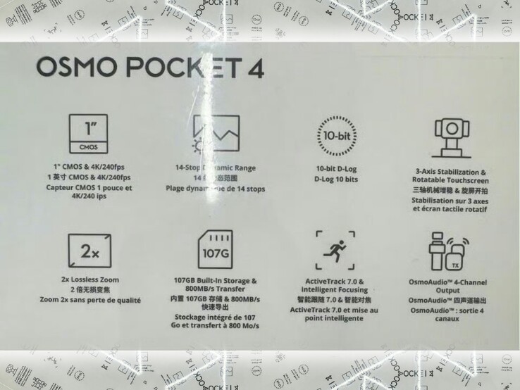 Otra imagen filtrada de la caja de la DJI Osmo Pocket 4 parece confirmar ahora la grabación de vídeo 4K/240fps.