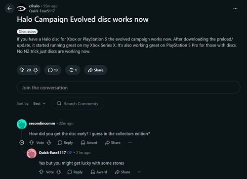 Comentarios de Reddit sobre los discos jugables de «Halo: Campaign Evolved»