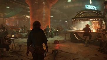 Una imagen que muestra un bar en Star Wars Outlaws.