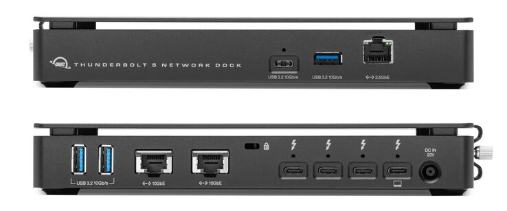 El OWC Thunderbolt 5 Dual 10GbE Network Dock tiene doble Ethernet 10G. (Fuente de la imagen: OWC vía TechPowerUp)