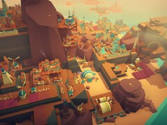 Una imagen que muestra edificios en Islanders, ahora con un 70% de descuento en Steam.