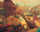 Una imagen que muestra edificios en Islanders, ahora con un 70% de descuento en Steam.
