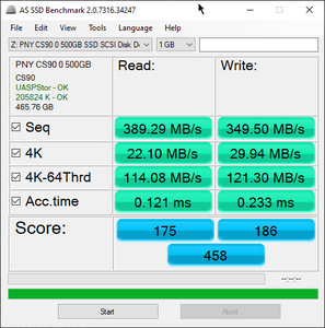 AS SSD - 500 GB PNY SATA SSD