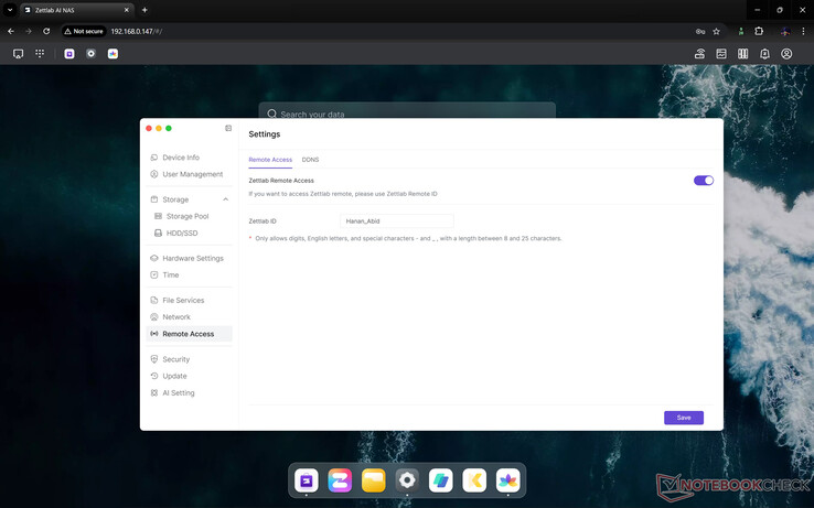 Configuración del acceso remoto en ZettOS