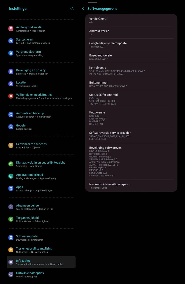 Una captura de pantalla de One UI 6 en un Tab S8 Ultra. (Fuente: Samsung vía SamMobile)