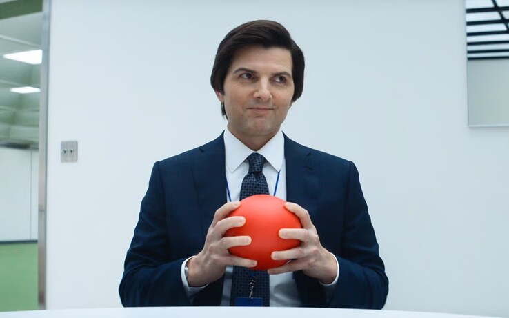 Mark (Adam Scott), de luto por la muerte de su esposa, elige la separación como forma de escapar del dolor durante la mitad de su vida de vigilia. (Fuente de la imagen: Apple TV+)