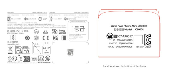 Parece que el Osmo Nano volverá al factor de forma que DJI exploró con el Action 2. (Fuente de la imagen: FCC)