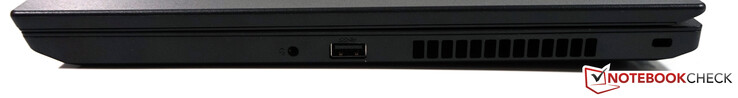 Derecha: audio de 3,5 mm, USB 3.1 Tipo A, ranura de bloqueo de seguridad