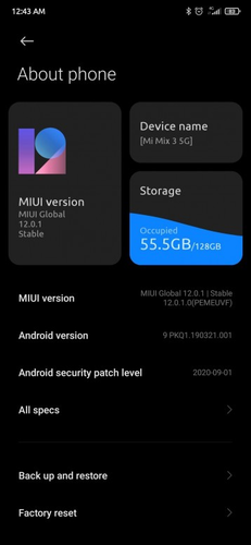El Mi Mix 3 5G ha recibido MIUI 12 una vez más, pero aún en Android 9.0 Pie. (Fuente de la imagen: Mi.com)