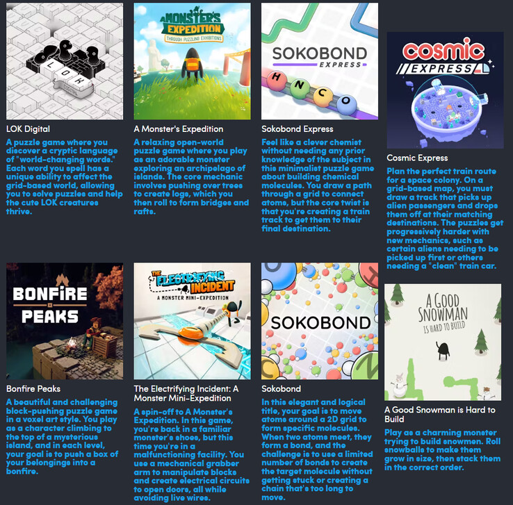 Todos los juegos incluidos en la colección Draknek and Friends (Fuente de la imagen: Humble Bundle)