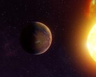Ilustración de un artista que muestra un exoplaneta cerca de su estrella.