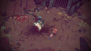 Una imagen que muestra un combate en Eldest Souls.