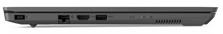 Lado izquierdo: conector de alimentación, Gigabit Ethernet, HDMI, USB 3.1 Gen 1 Tipo A