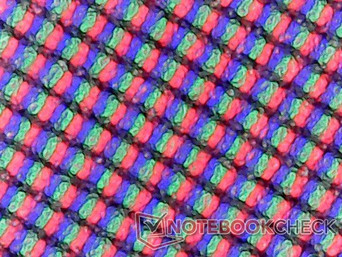 Matriz de subpíxeles RGB (255 PPI). Tenga en cuenta la granulosidad del panel que cubre los píxeles