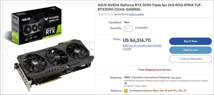 Asus TUF Gaming RTX 3090. (Fuente de la imagen: eBay)