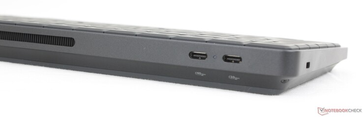 Trasero: USB-C 4.0 con DisplayPort 2.1 + Power Delivery (40 Gbps), USB-C 3.2 Gen. 2 con DisplayPort 1.4 + Power Delivery (10 Gbps)