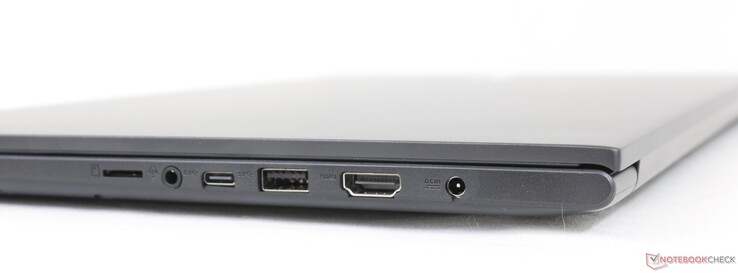 Derecha: Ranura MicroSD, audio combinado de 3,5 mm, USB-C, USB-A 3.2 Gen. 1, HDMI 1.4
