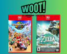 Cajas de venta de Mario Kart World y The Legend of Zelda: Tears of the Kingdom con el logotipo de Woot (Fuente de la imagen: Amazon, Woot con modificaciones)